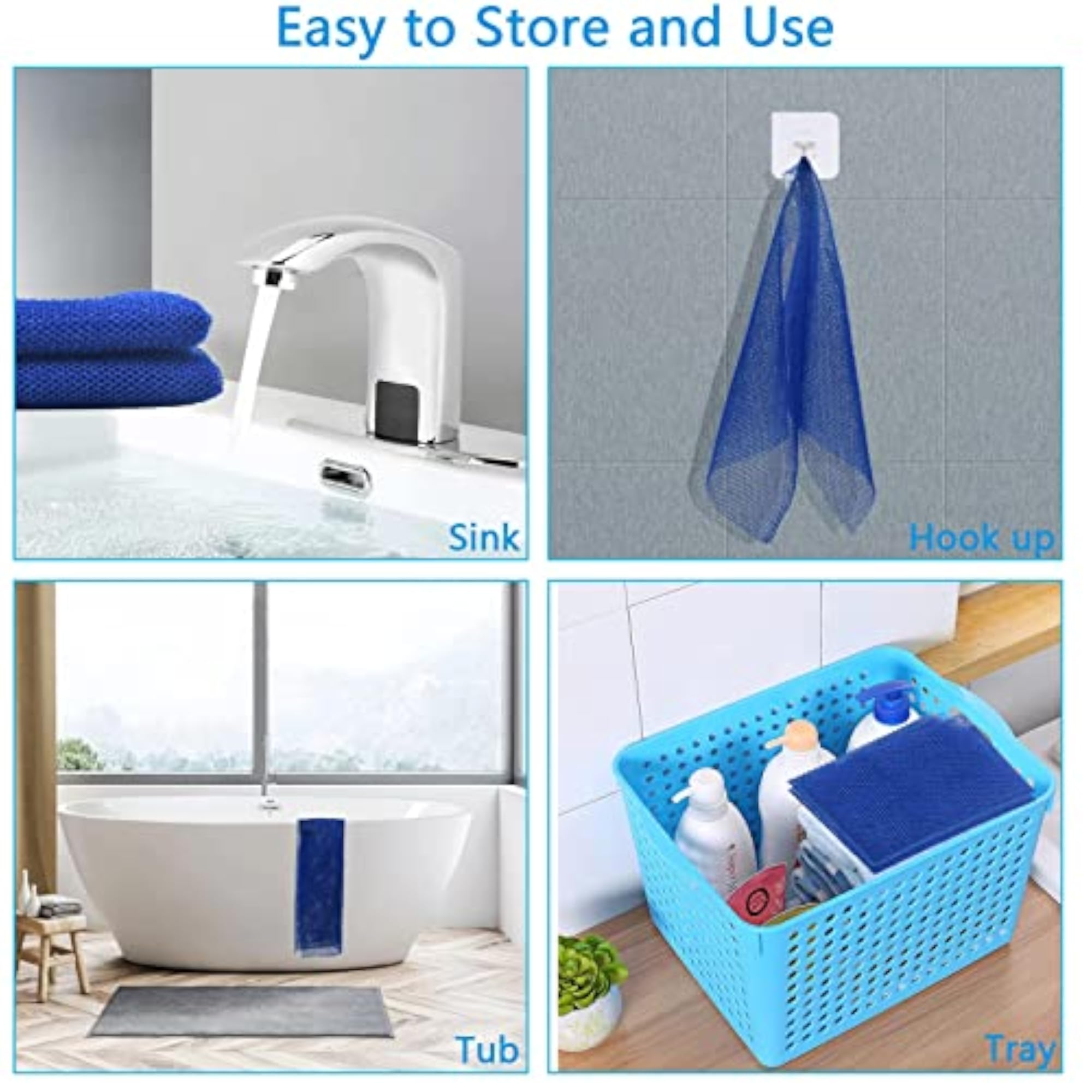 African Exfoliating Net, 2 Piece Shower Sponge Scrubber